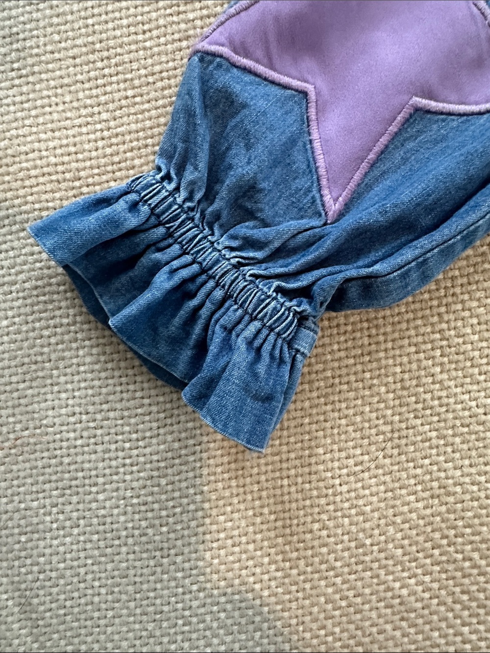Mini Boden Girls Denim Star Patch Tiered Dress Size 6/7 Years EUC - Picture 7 of 10